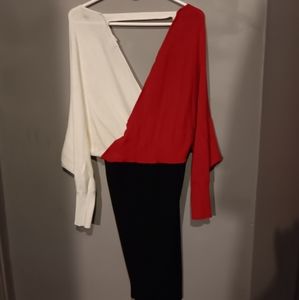 Womens red black and white dress